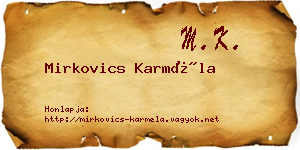 Mirkovics Karméla névjegykártya